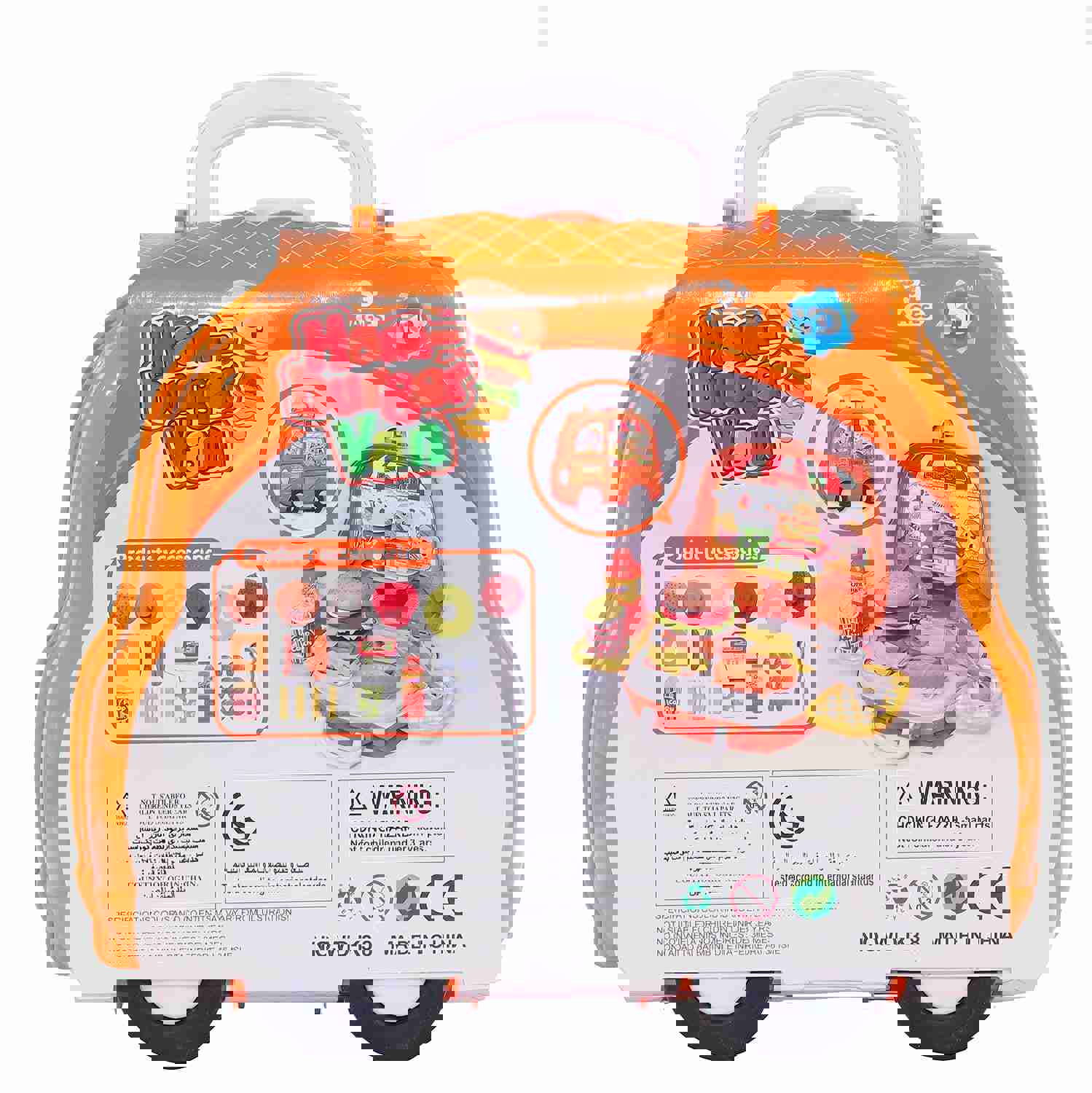 30PCS Kids Pretend Fast Food Playset with Stickers and Storage Van Case