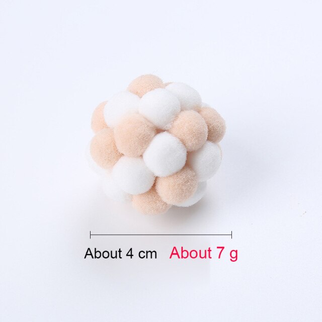 Colorful Handmade Bouncy Ball Cat Toy with Bell - Interactive Kitten Plush Toy