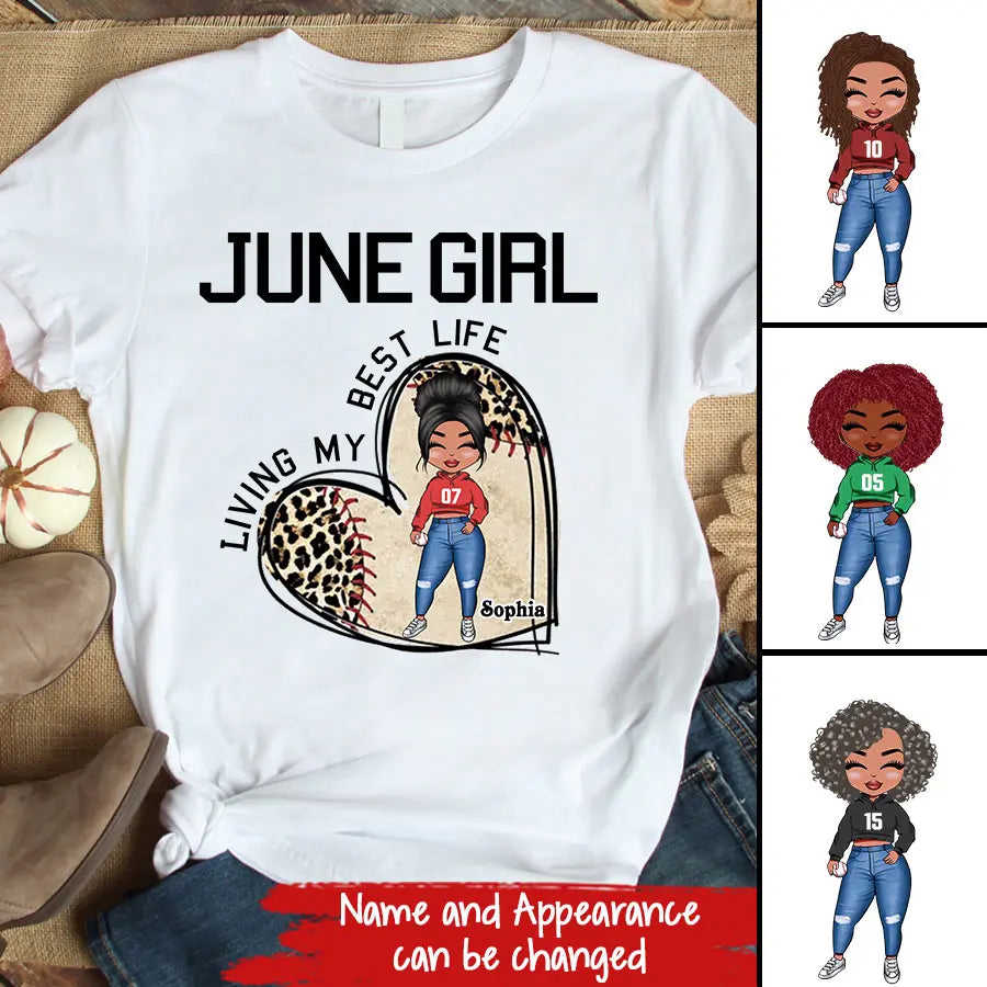 June Birthday Shirt for Women - Custom Baseball Lover Tee