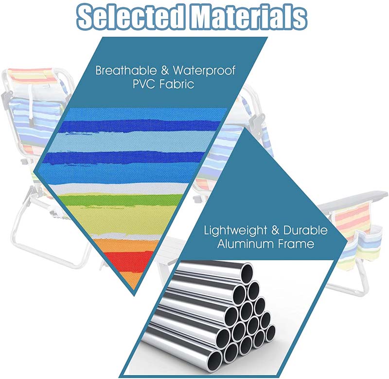 2 Pack 5-Position Outdoor Folding Backpack Beach Chair & Table Set