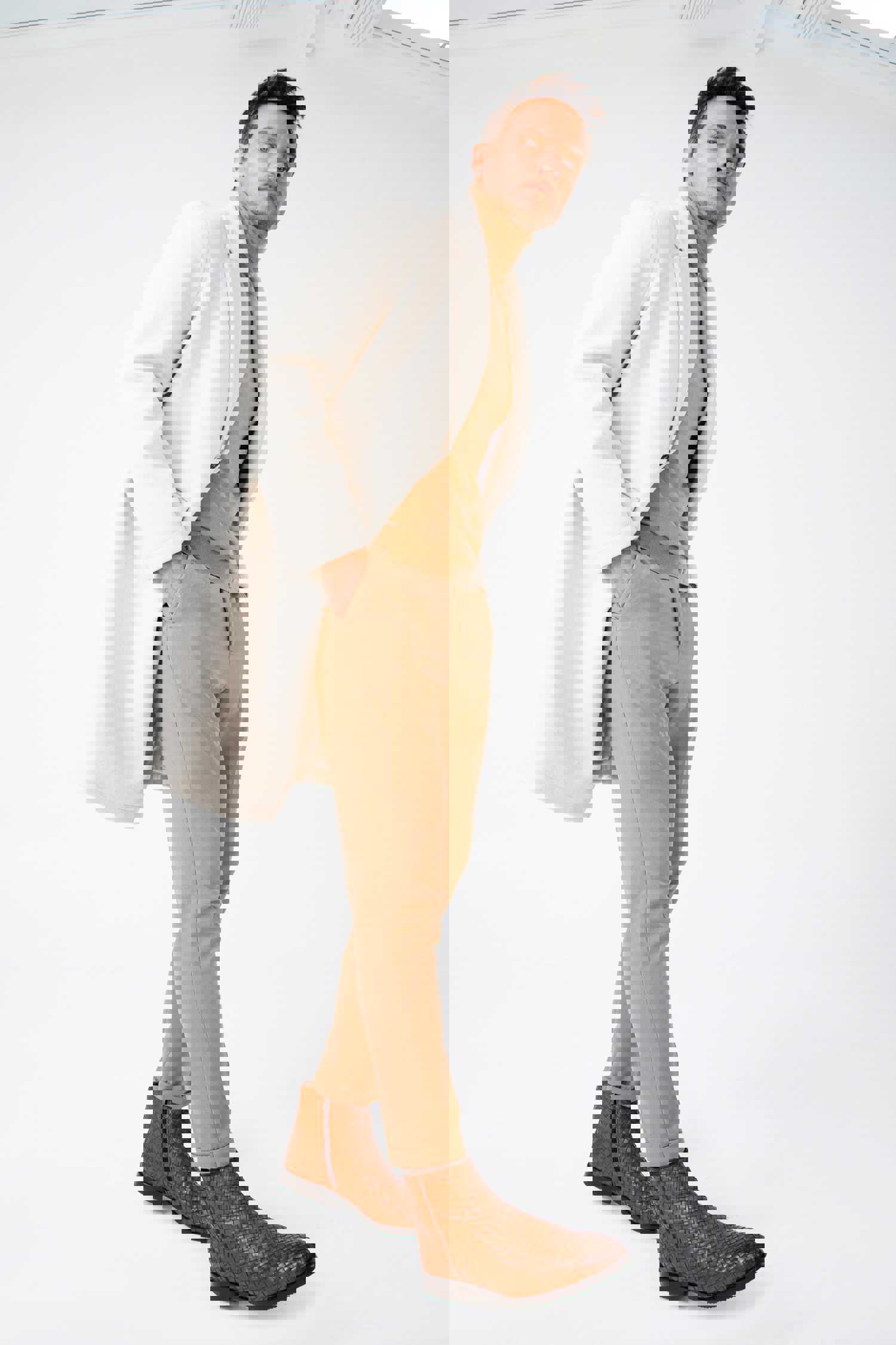 Wellington Tan Handwoven Leather Men Boot with Zipper