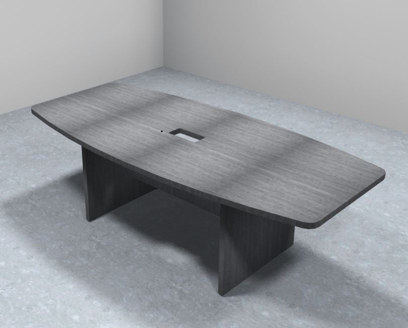 Sheridan 8-Ft. Boat-Shaped Conference Table with Silver Rectangular Grommet, 94.5Wide x 43Deep x 30High, Stone Gray