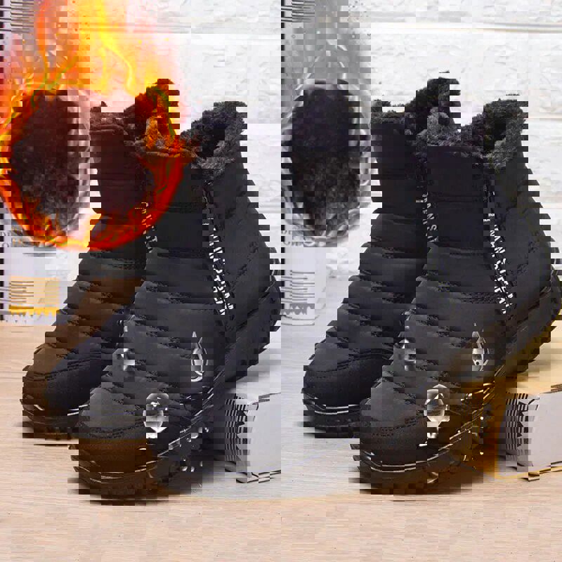 Men's Waterproof Warm Cotton Zipper Snow Ankle Boots (Size 39-47)