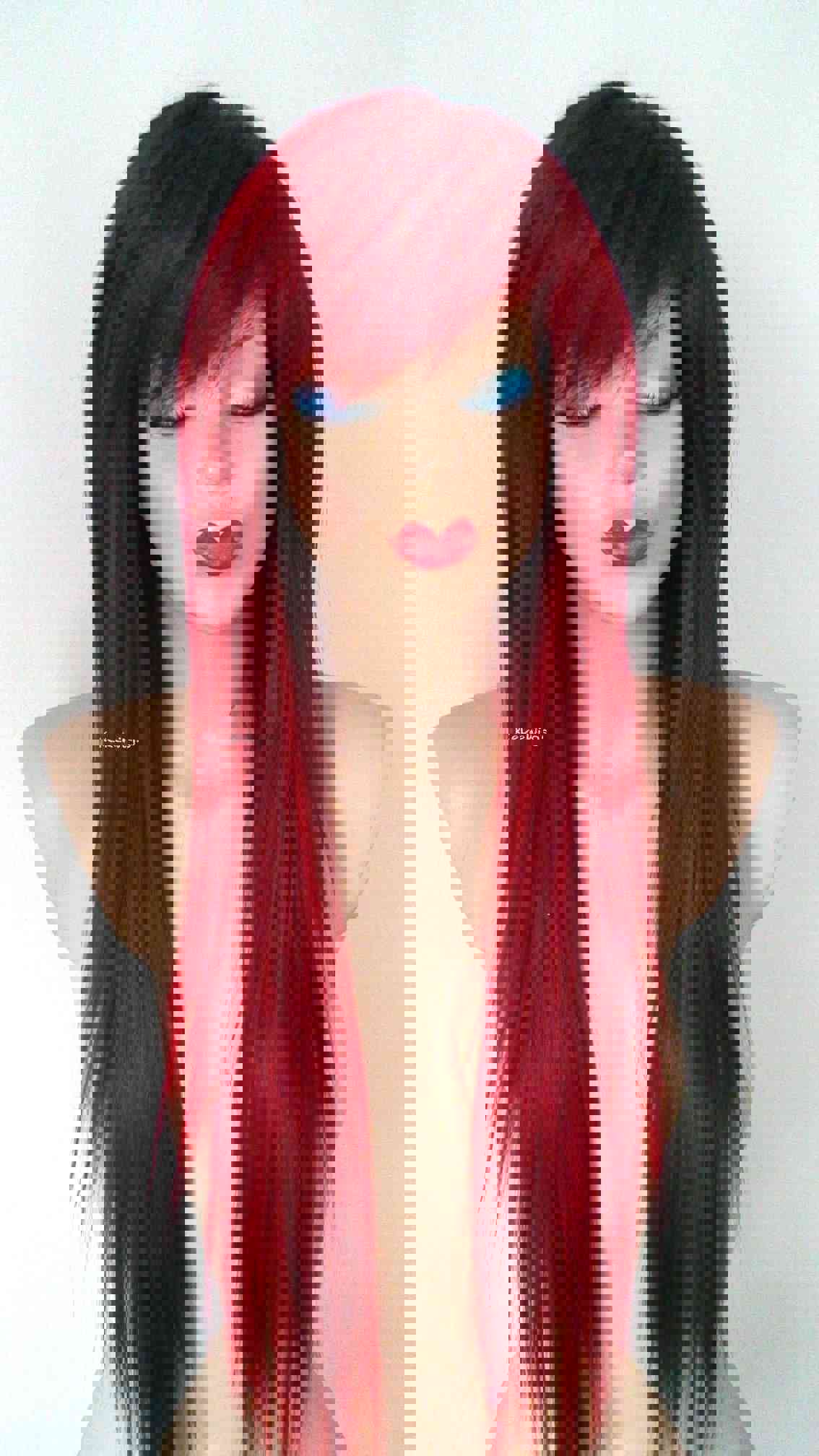 28 Wine Red Straight Layered Hair with Bangs Wig - Scene Wig