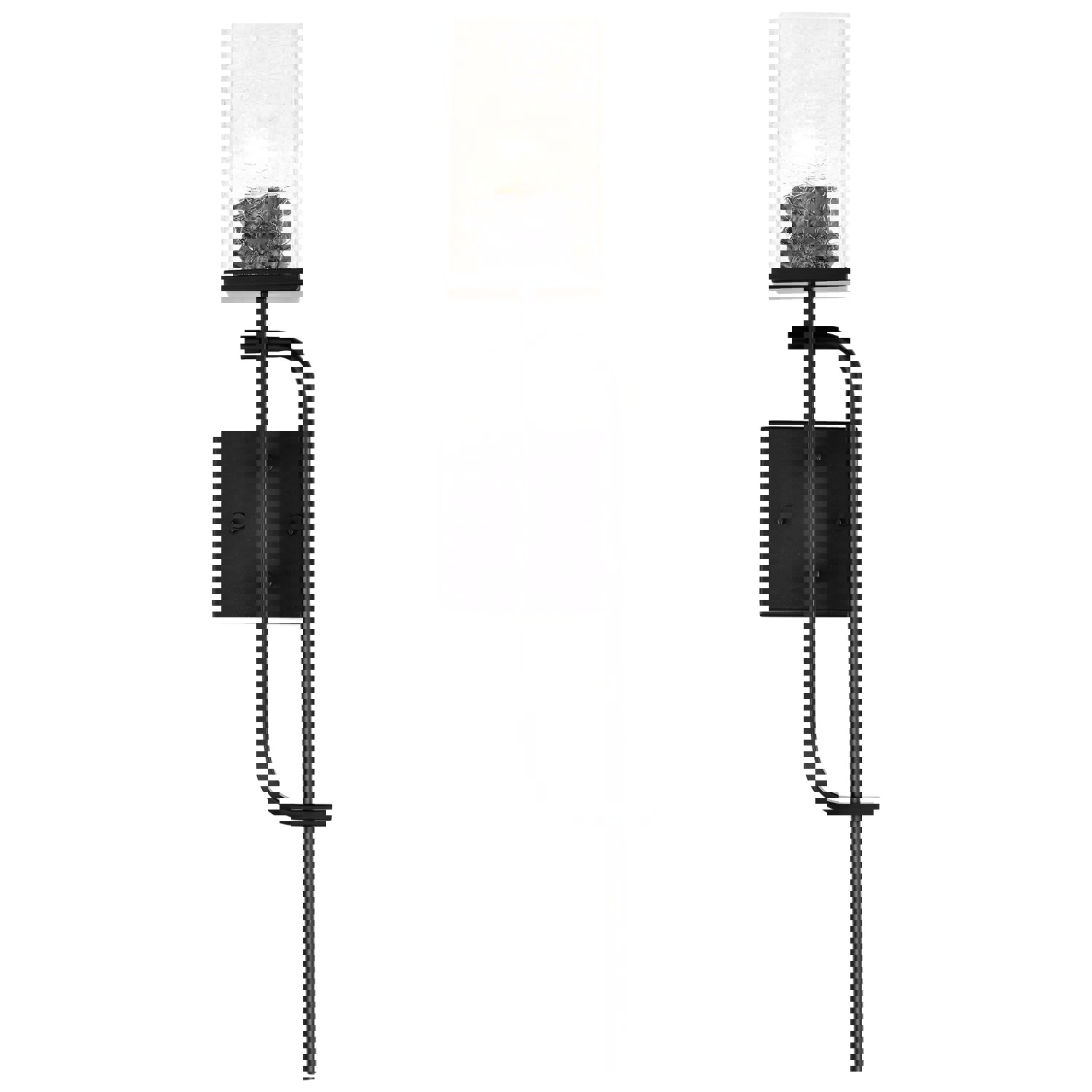 SATCO/NUVO Terrace 1 Light Wall Sconce Matte Black Finish Crackel Glass (60-7748)