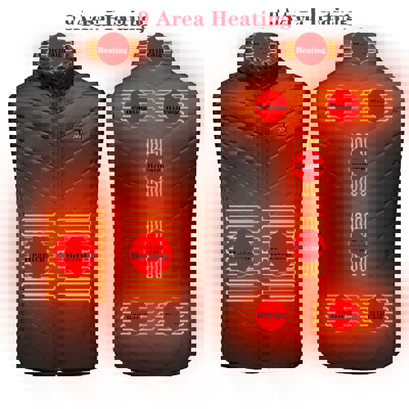 USB Heated Vest for Men and Women - Thermal Winter Jacket with 17/11 Heating Points (Black, S-6XL)