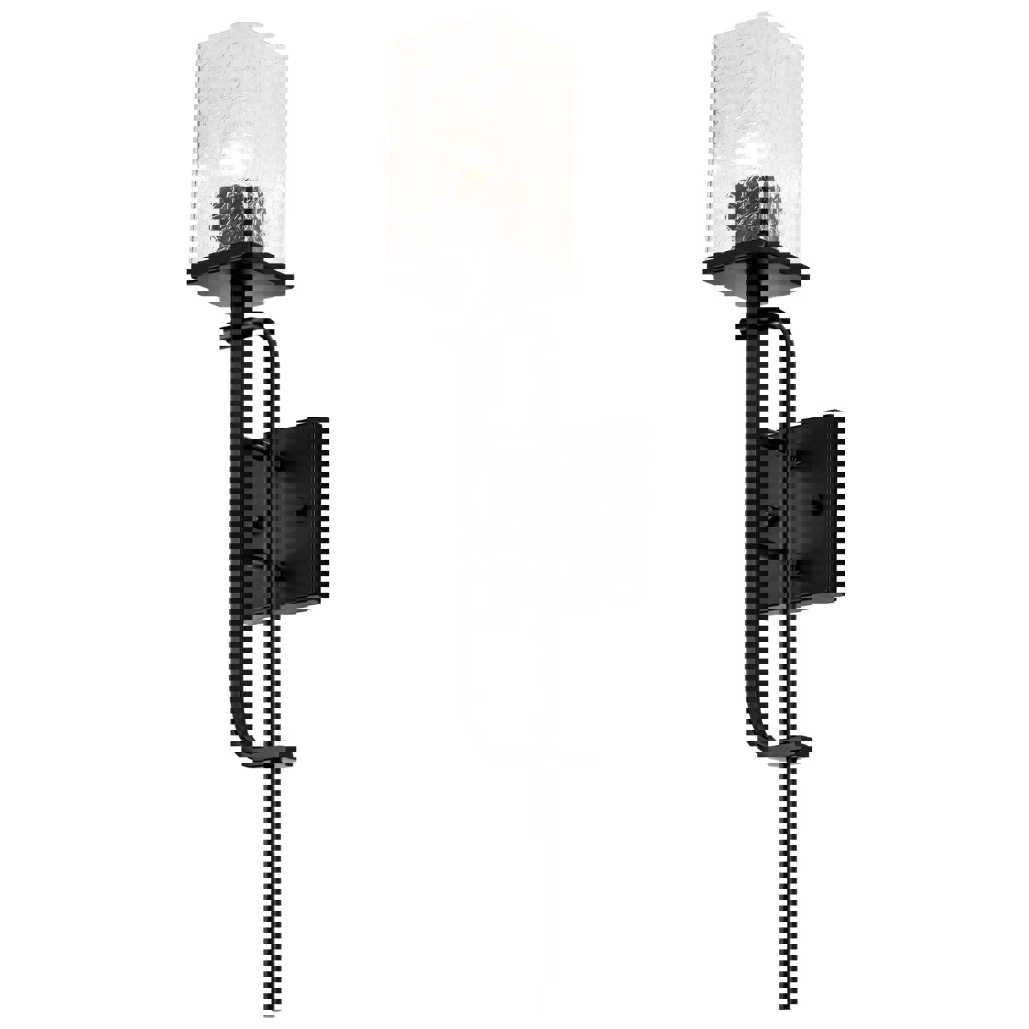 SATCO/NUVO Terrace 1 Light Wall Sconce Matte Black Finish Crackel Glass (60-7748)