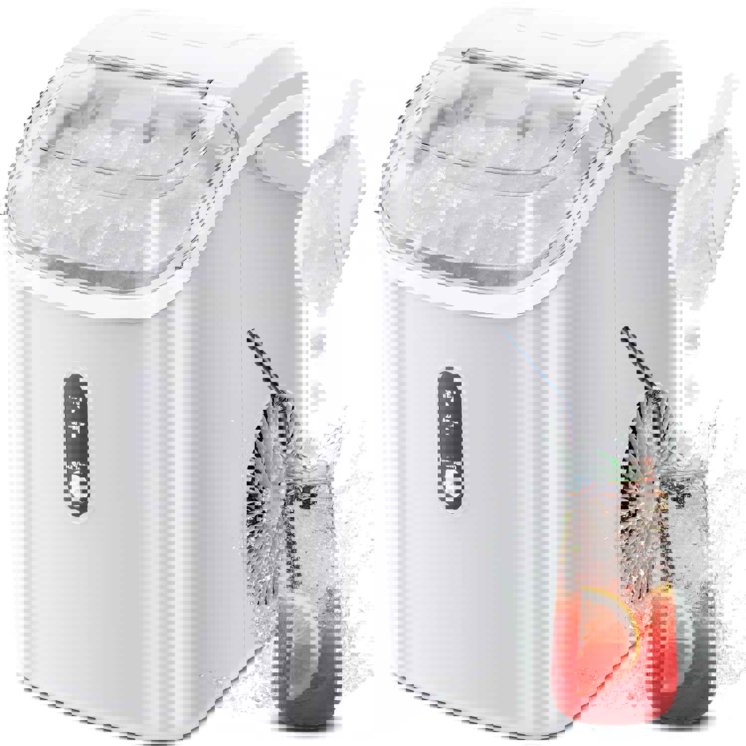 KISSAIR Nugget Countertop Ice Maker, 35Lbs/24Hrs, Self-Cleaning Pebble Ice Machine with Ice Basket & Scoop - White