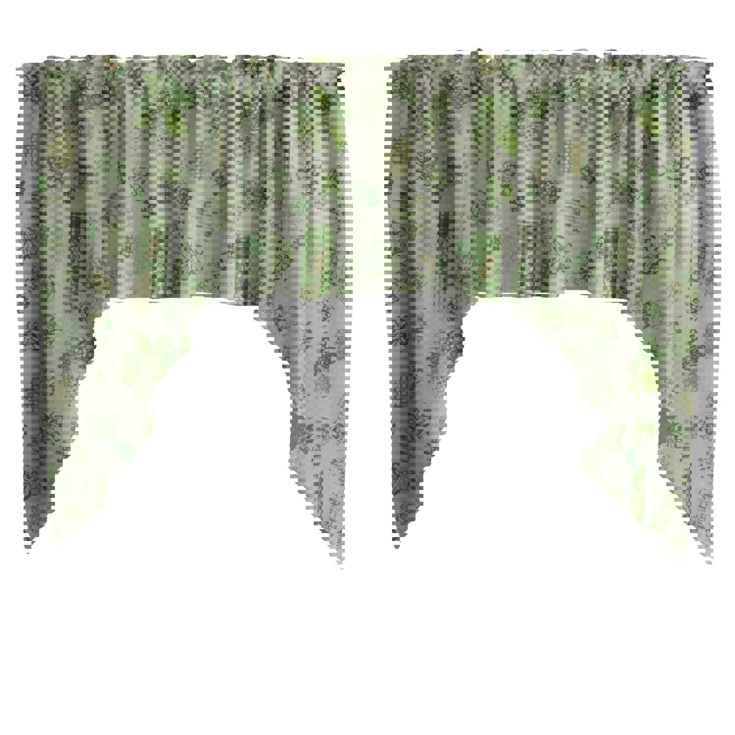 Swag Valance Cotton Floral Quilted with Hearts and Butterfly Print - 58" Wide x 36" Tall