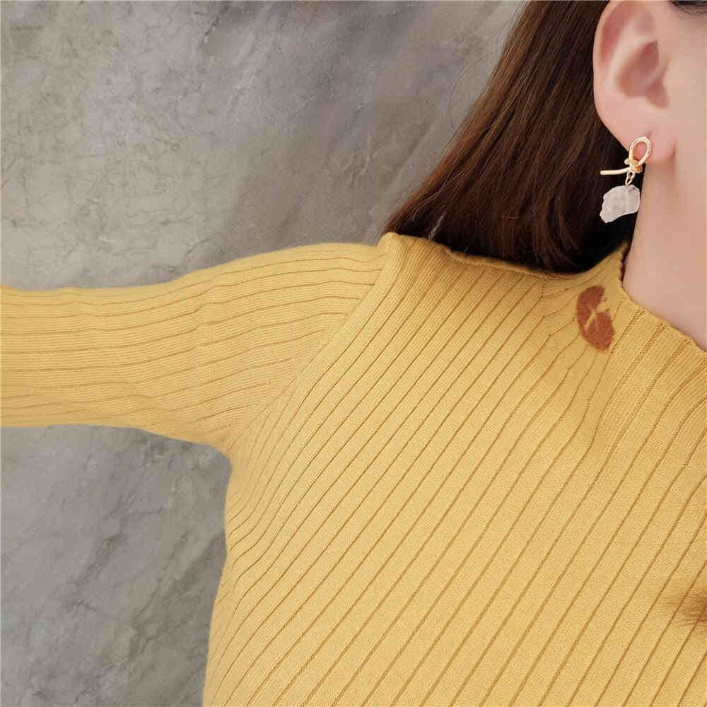 Design Jewelry Personality Metal Knot Asymmetric White Crystal Stone Earrings for Girls Gift for Woman