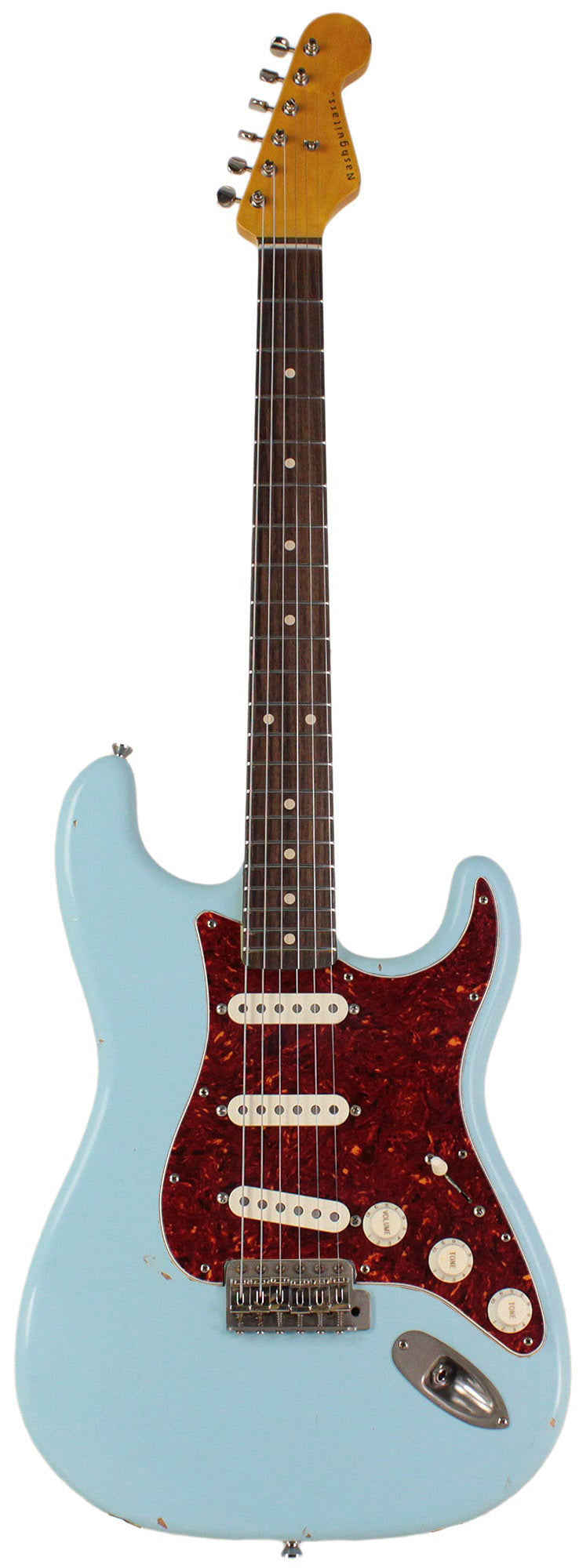 Nash S-63 Guitar in Sonic Blue with Light Aging and Tortoise Shell