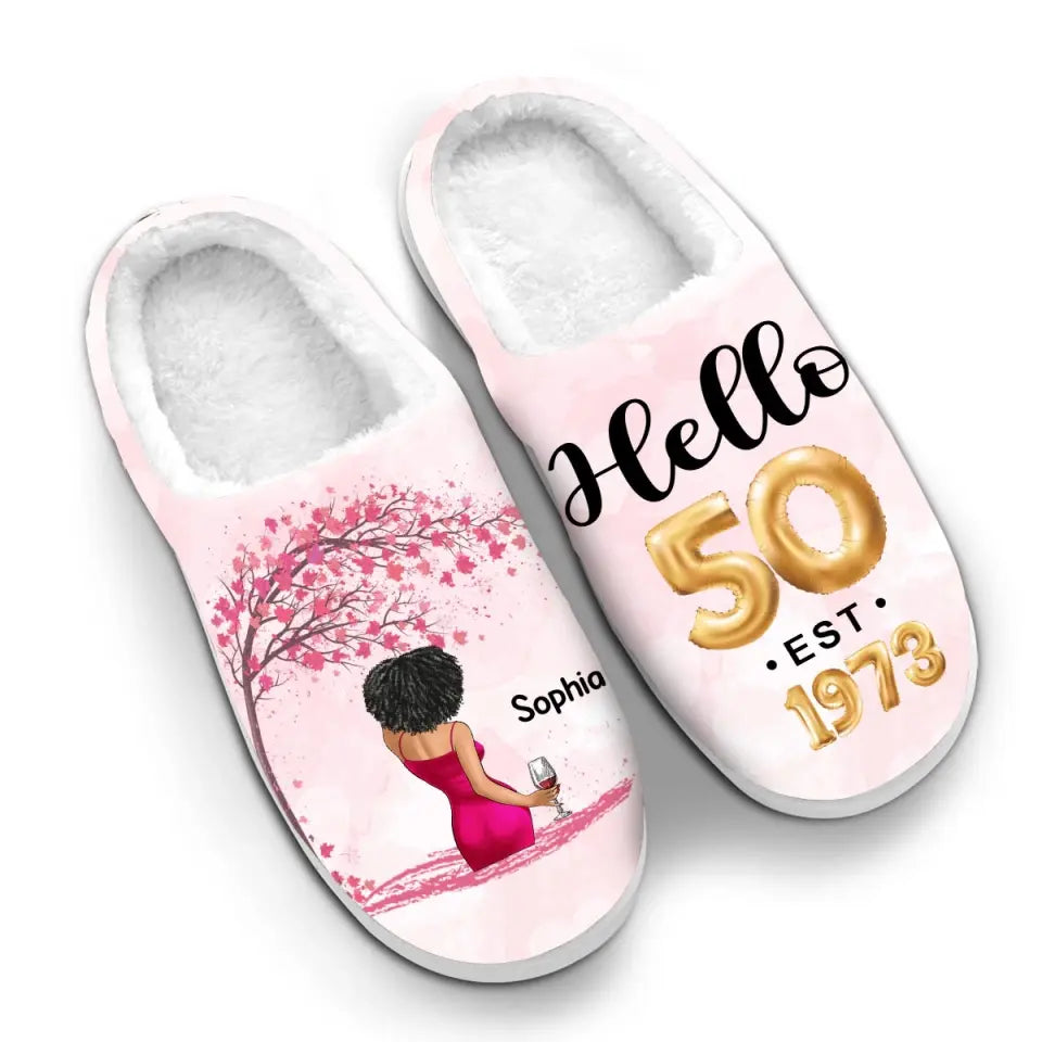 Personalized 50th Birthday Slippers for Women - 50 And Fabulous Gifts
