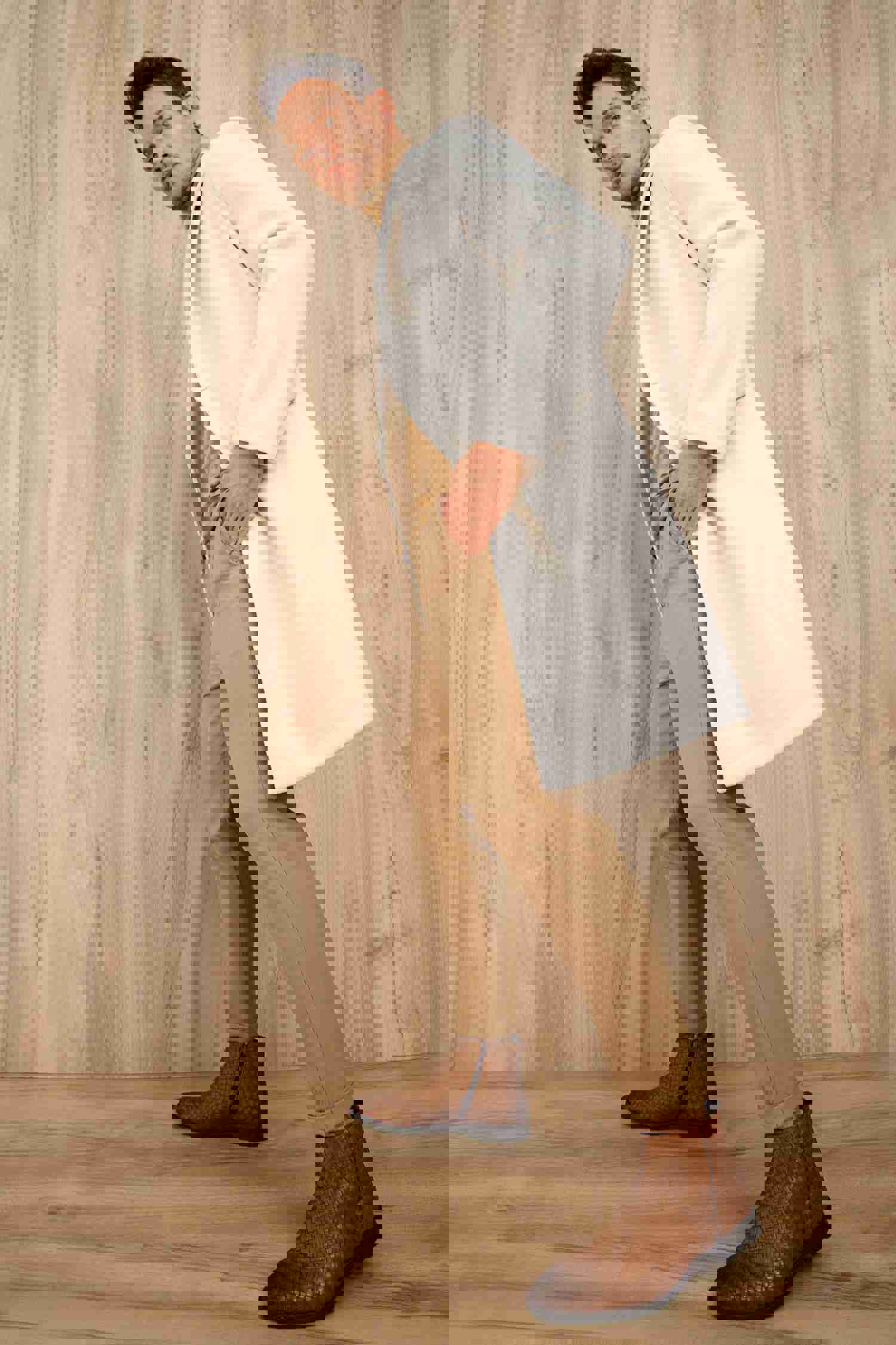 Wellington Tan Handwoven Leather Men Boot with Zipper