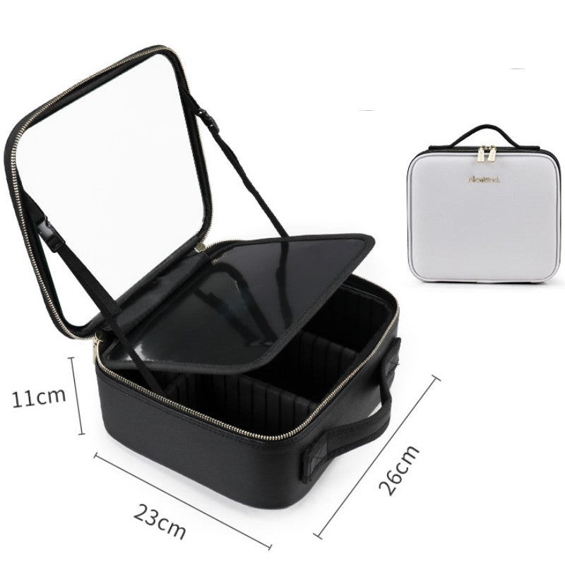 Smart LED Cosmetic Case With Mirror - Large Capacity Fashion Portable Makeup Bag