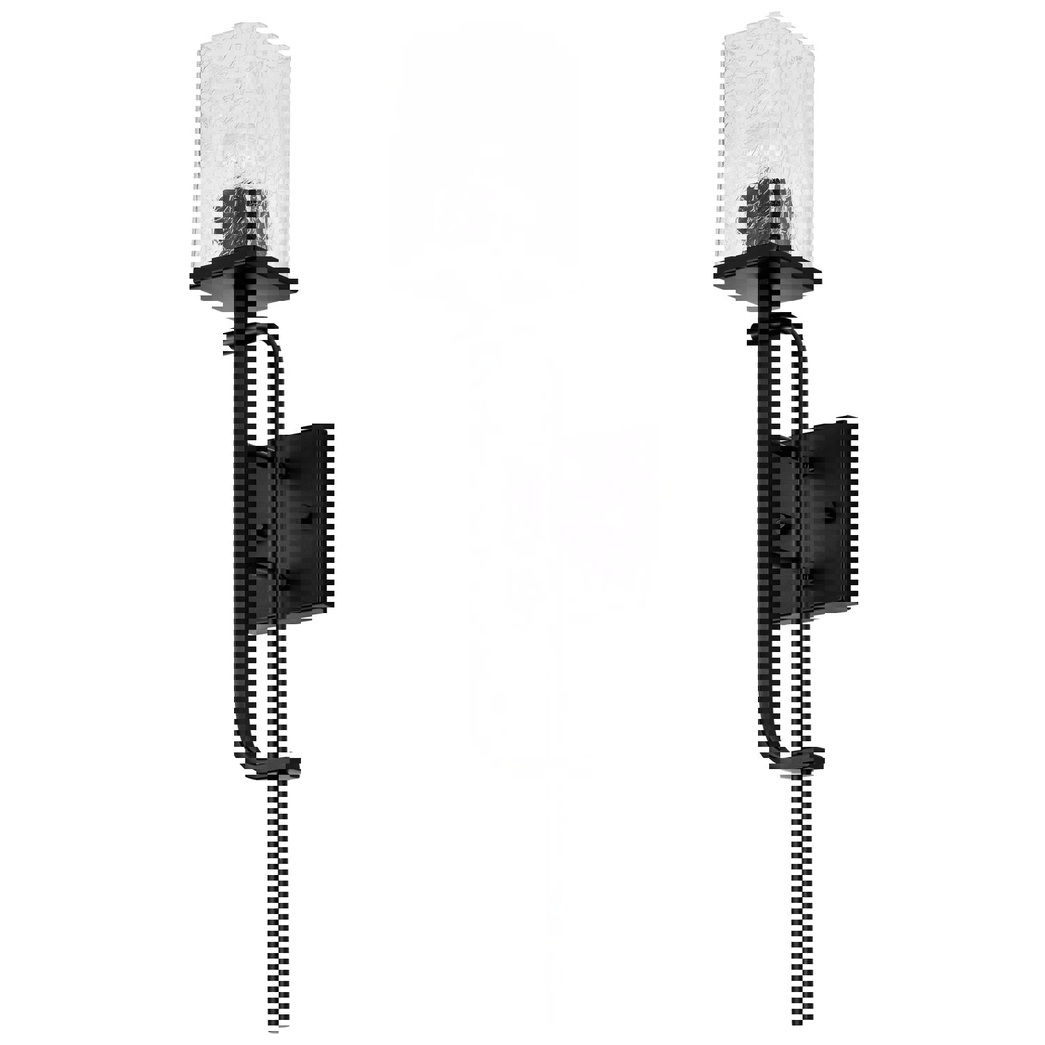 SATCO/NUVO Terrace 1 Light Wall Sconce Matte Black Finish Crackel Glass (60-7748)