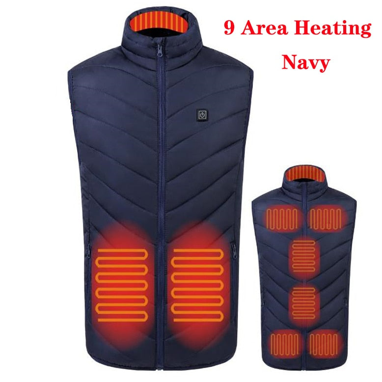 USB Heated Vest for Men and Women - Thermal Winter Jacket with 17/11 Heating Points (Black, S-6XL)