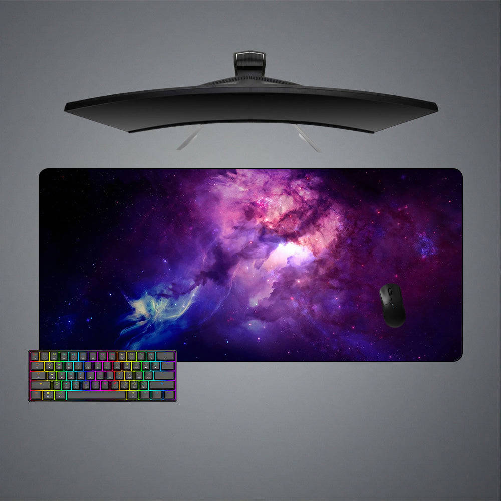 Purple & Blue Galaxy Design Gaming Mouse Pad for Computer Desk - M to XXL Size
