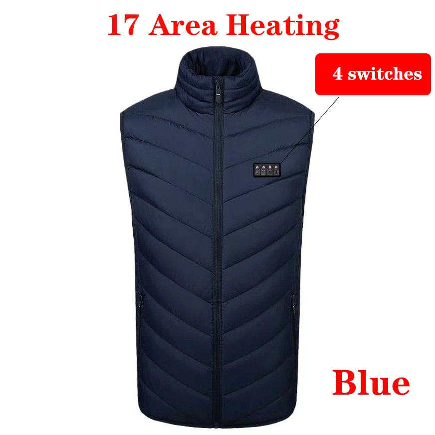 USB Heated Vest for Men and Women - Thermal Winter Jacket with 17/11 Heating Points (Black, S-6XL)