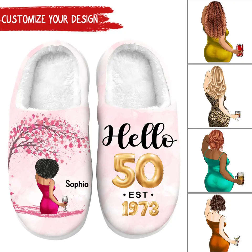 Personalized 50th Birthday Slippers for Women - 50 And Fabulous Gifts