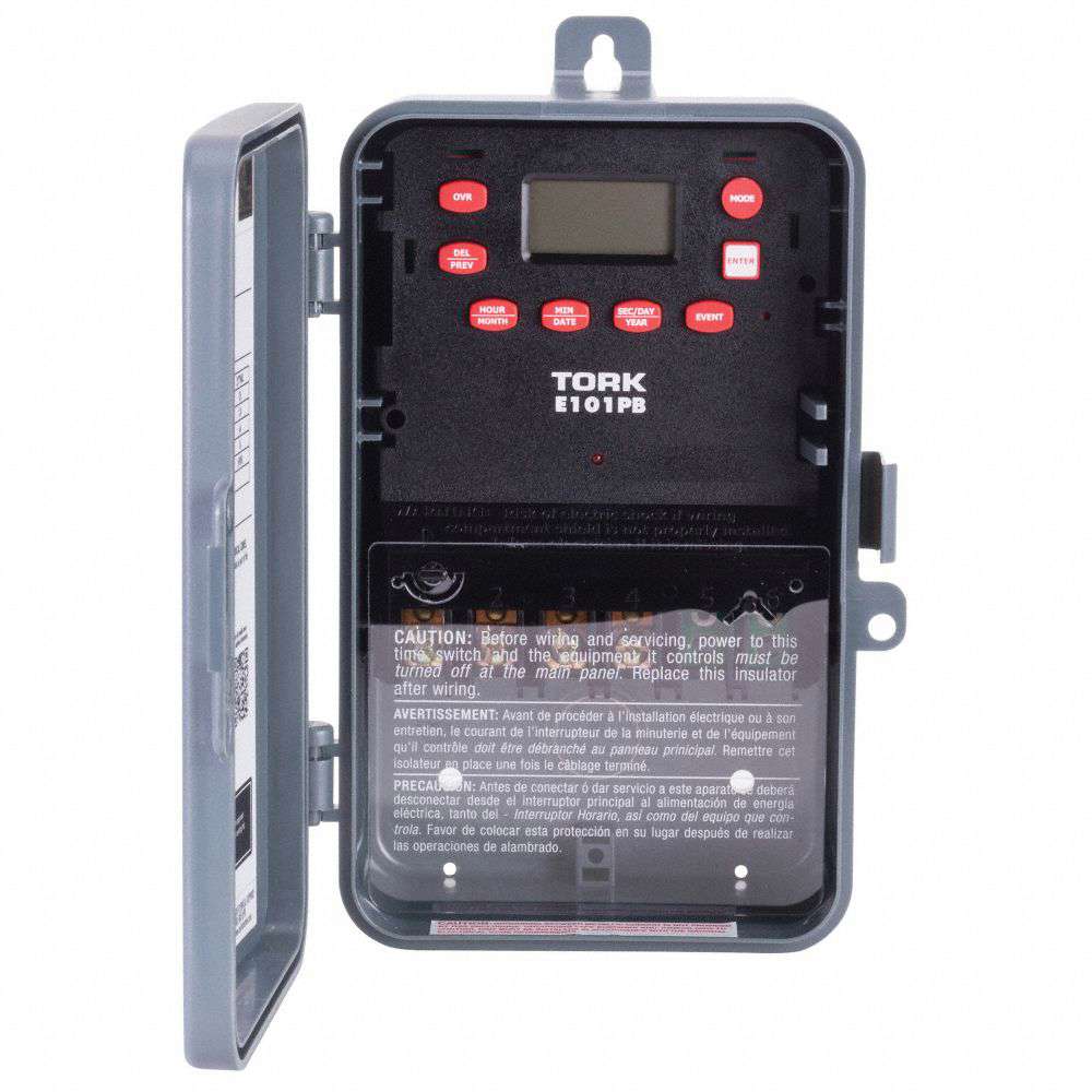 Electronic Timer, 24 hr, SPST, 120V AC, 30A