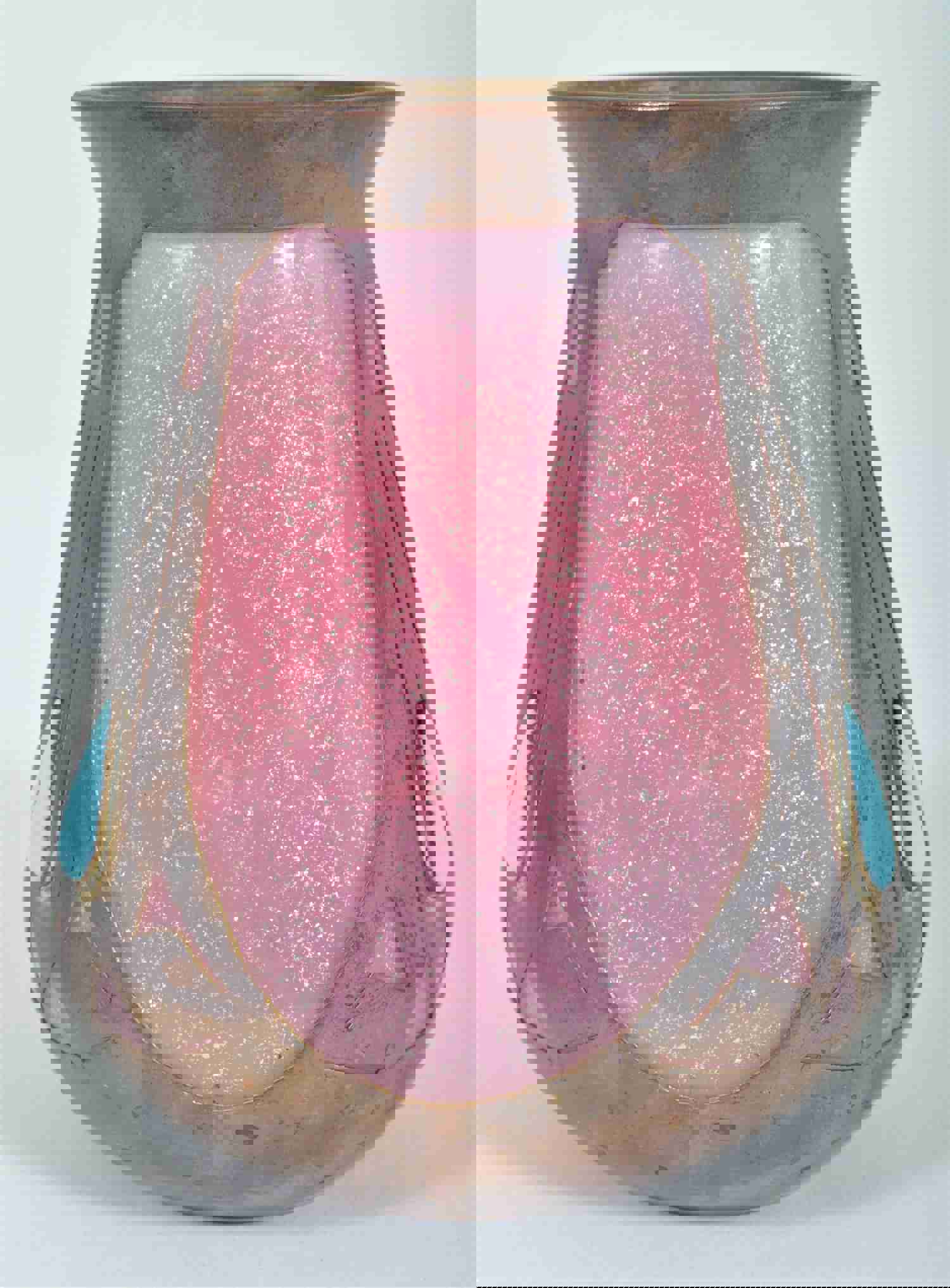 Antique Arts & Crafts Glass Vase with Metal Mounts by Frederic Carder, Circa 1905