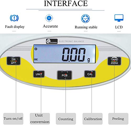 CGOLDENWALL High Precision Lab Scale 5000g/0.01g with Multiple Units & Functions