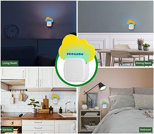 FROGURU Plug in Fly Trap Indoor with 14 Sticky Refills (2-Pack) - Odorless Fly Killer with Blue LED Light