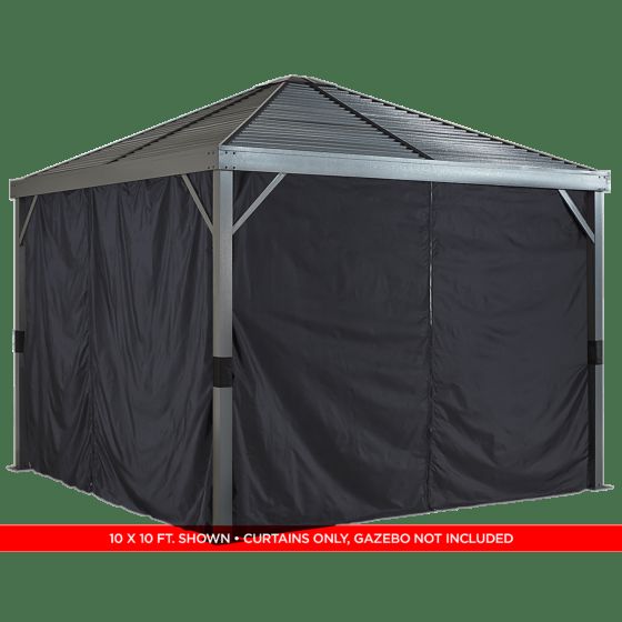 Sojag Sanibel Gazebo Curtains, 8 ft. x 8 ft., Black - Privacy & Shade Solution