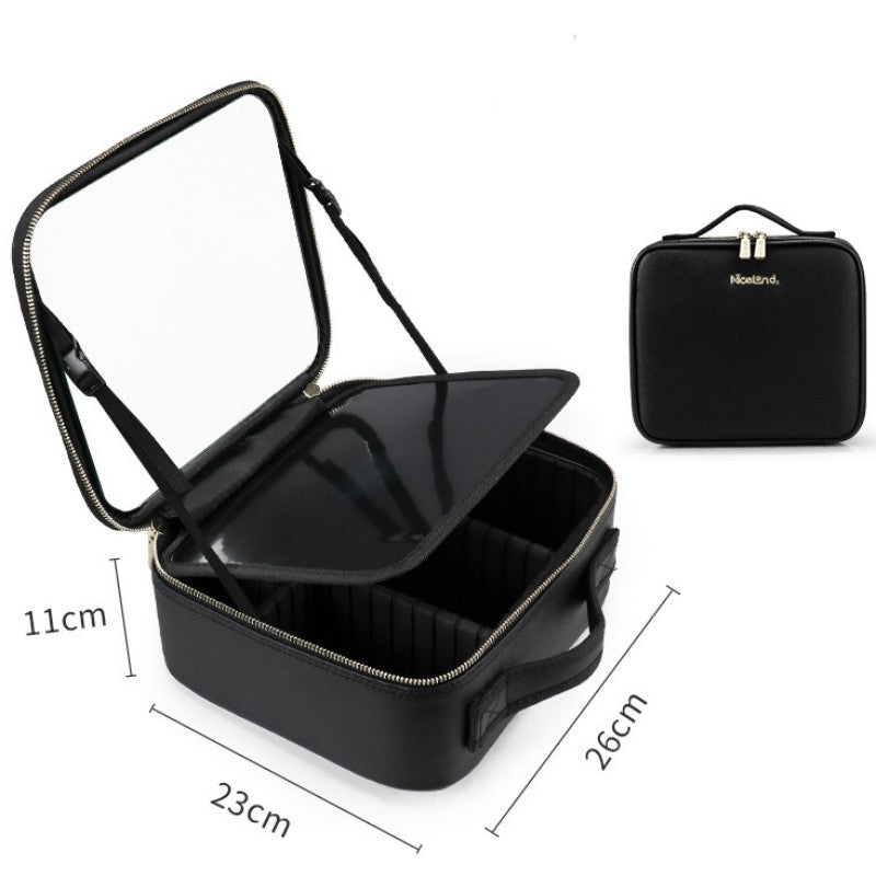 Smart LED Cosmetic Case With Mirror - Large Capacity Fashion Portable Makeup Bag
