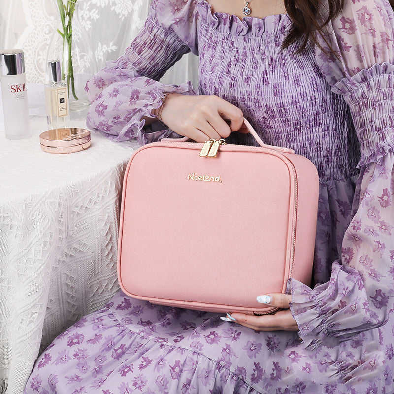 Smart LED Cosmetic Case With Mirror - Large Capacity Fashion Portable Makeup Bag