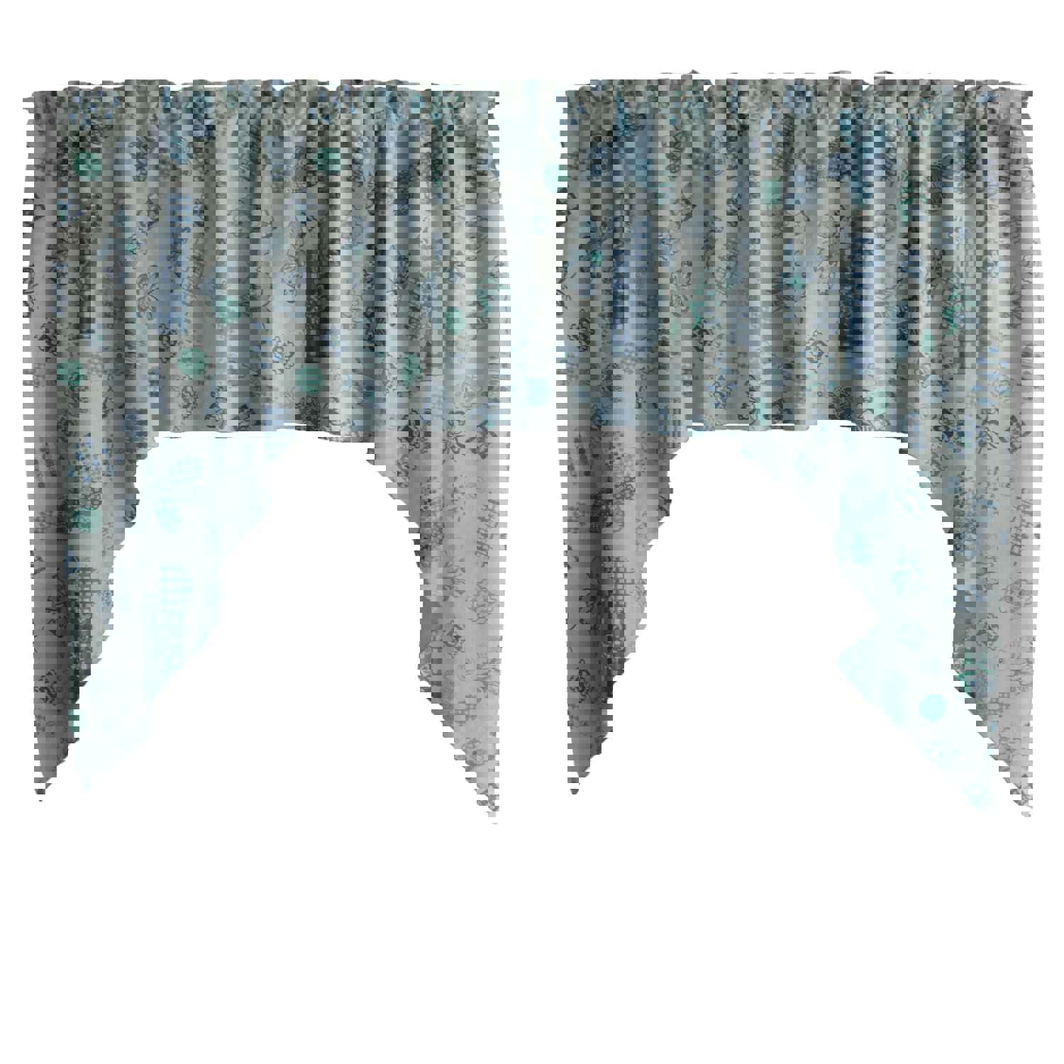 Swag Valance Cotton Floral Quilted with Hearts and Butterfly Print - 58" Wide x 36" Tall