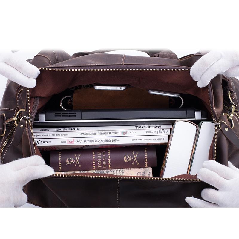 Vintage Leather Men's Weekender Travel Duffle Bag