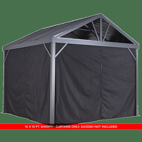 Sojag Sanibel Gazebo Curtains, 8 ft. x 8 ft., Black - Privacy & Shade Solution