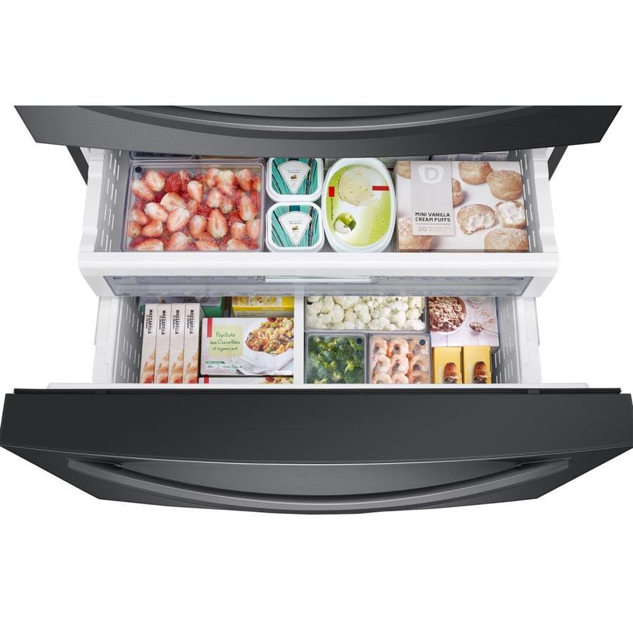 Samsung Food Showcase 28-cu ft 4-Door French Door Refrigerator with Ice Maker and Fingerprint-Resistant Black Stainless Steel