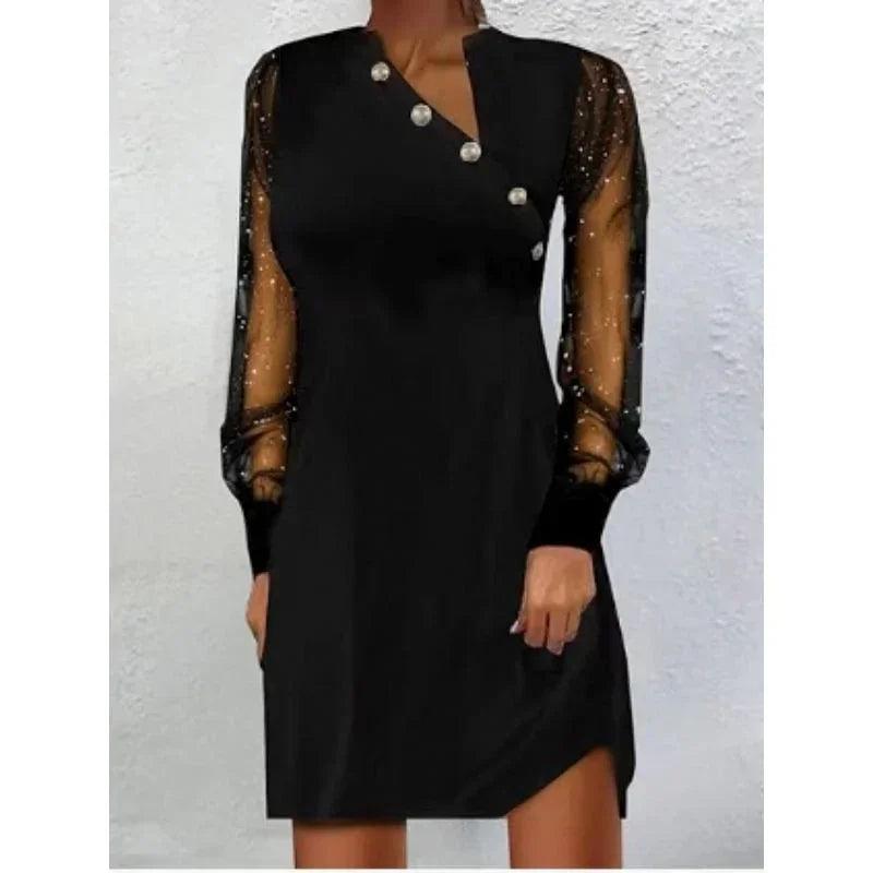 Maxime Elegant Black Midi Dress
