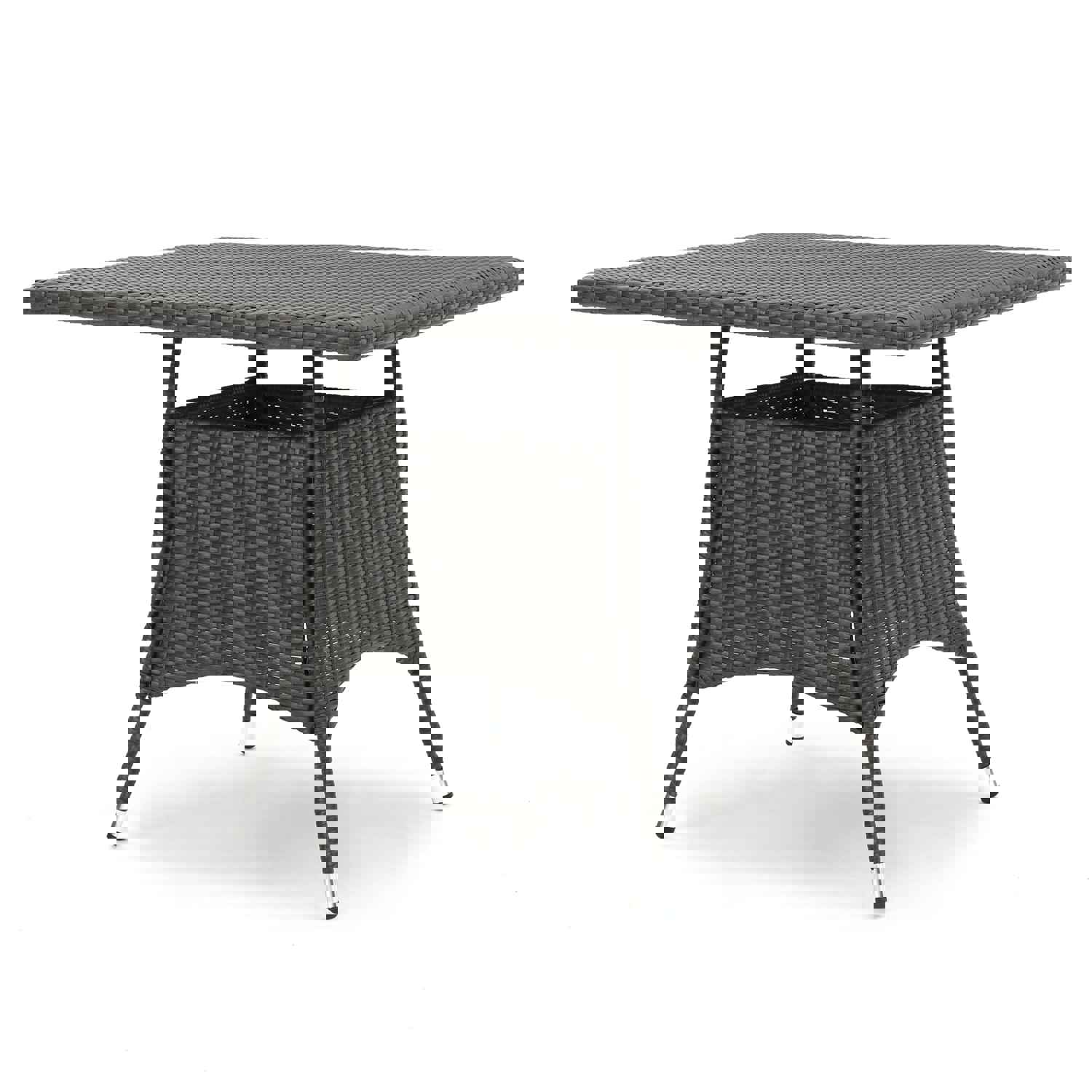 Bristle Contemporary Outdoor Square Gray Wicker Dining Table
