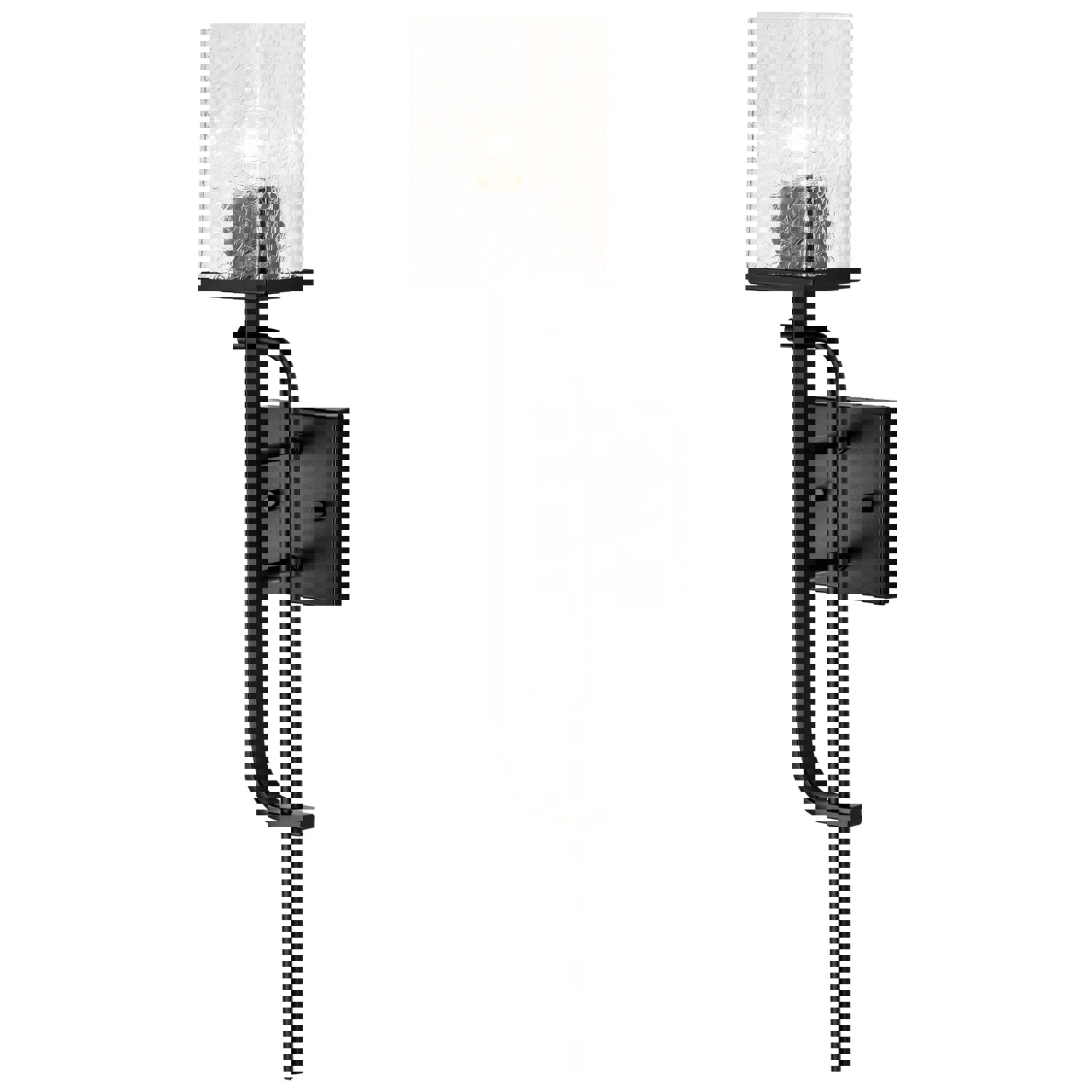 SATCO/NUVO Terrace 1 Light Wall Sconce Matte Black Finish Crackel Glass (60-7748)