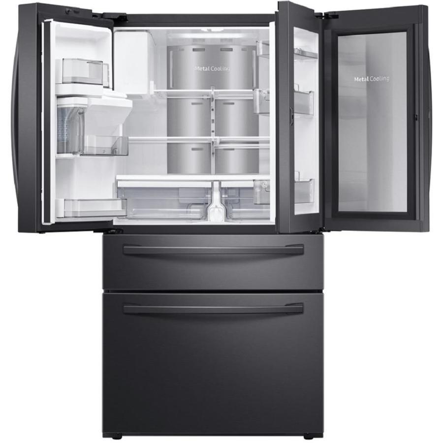 Samsung Food Showcase 28-cu ft 4-Door French Door Refrigerator with Ice Maker and Fingerprint-Resistant Black Stainless Steel