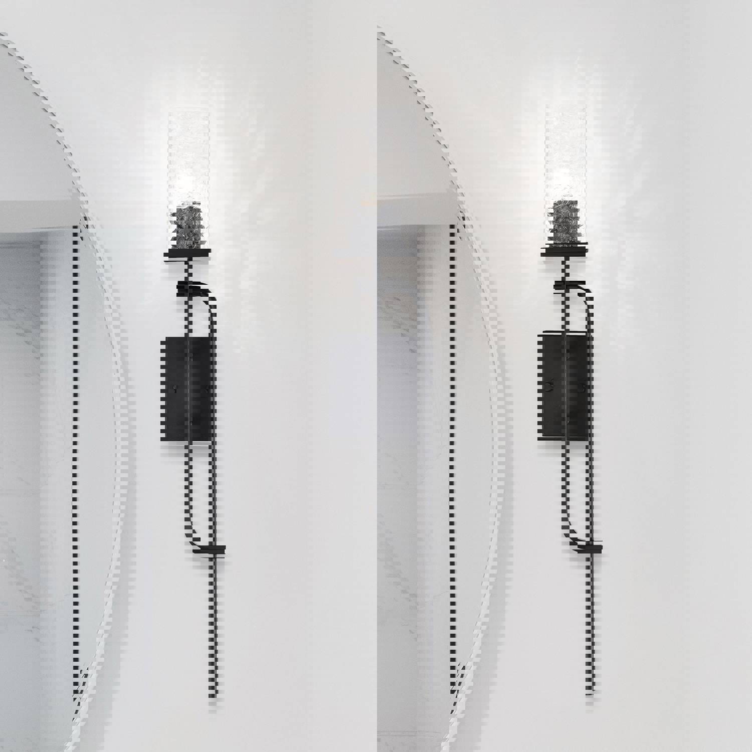 SATCO/NUVO Terrace 1 Light Wall Sconce Matte Black Finish Crackel Glass (60-7748)