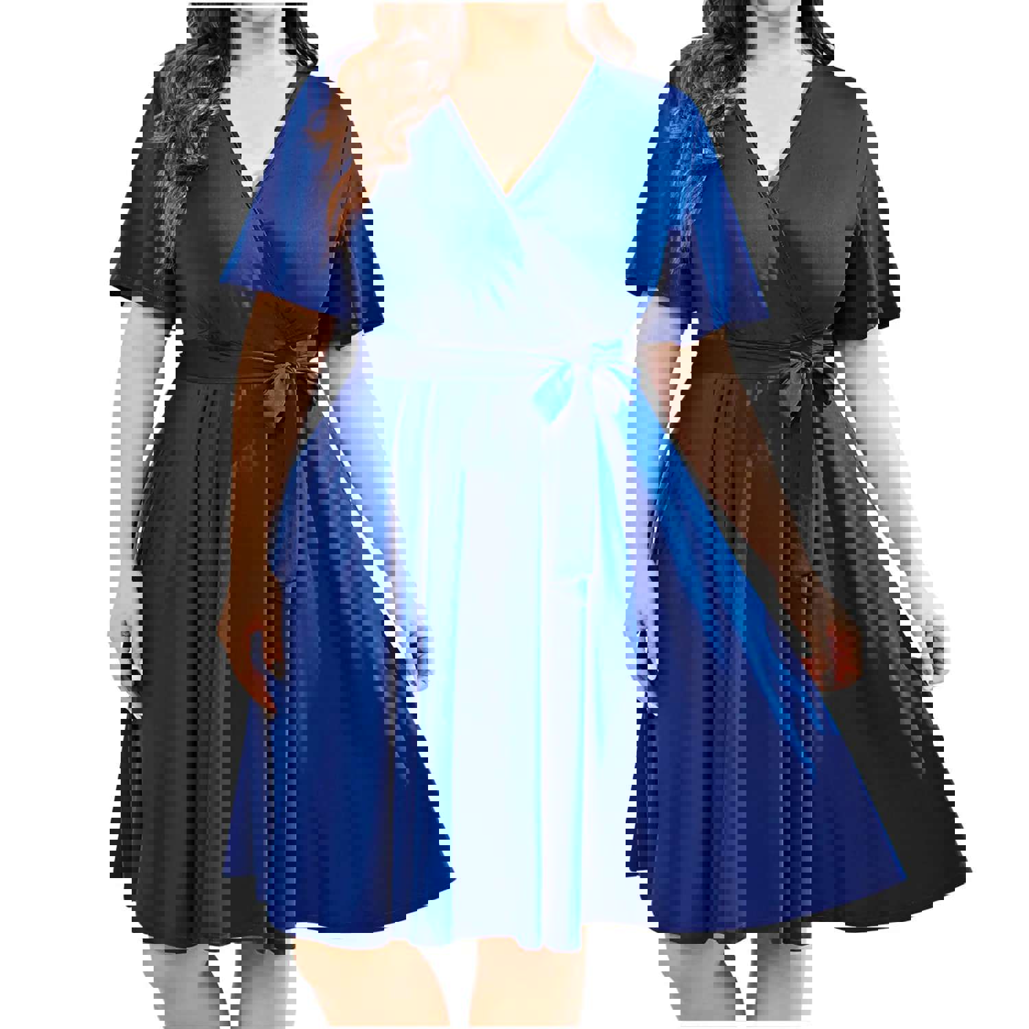 Nukty Ladies Elegant French Midi Dresses - Plus Size V-Neck Vintage White Dress