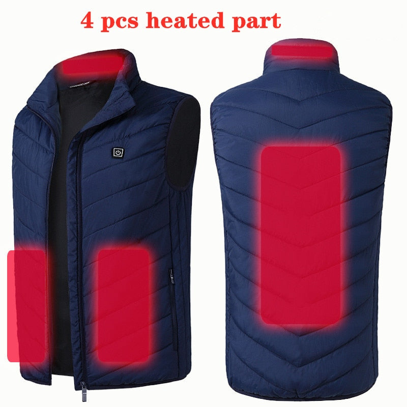 USB Heated Vest for Men and Women - Thermal Winter Jacket with 17/11 Heating Points (Black, S-6XL)
