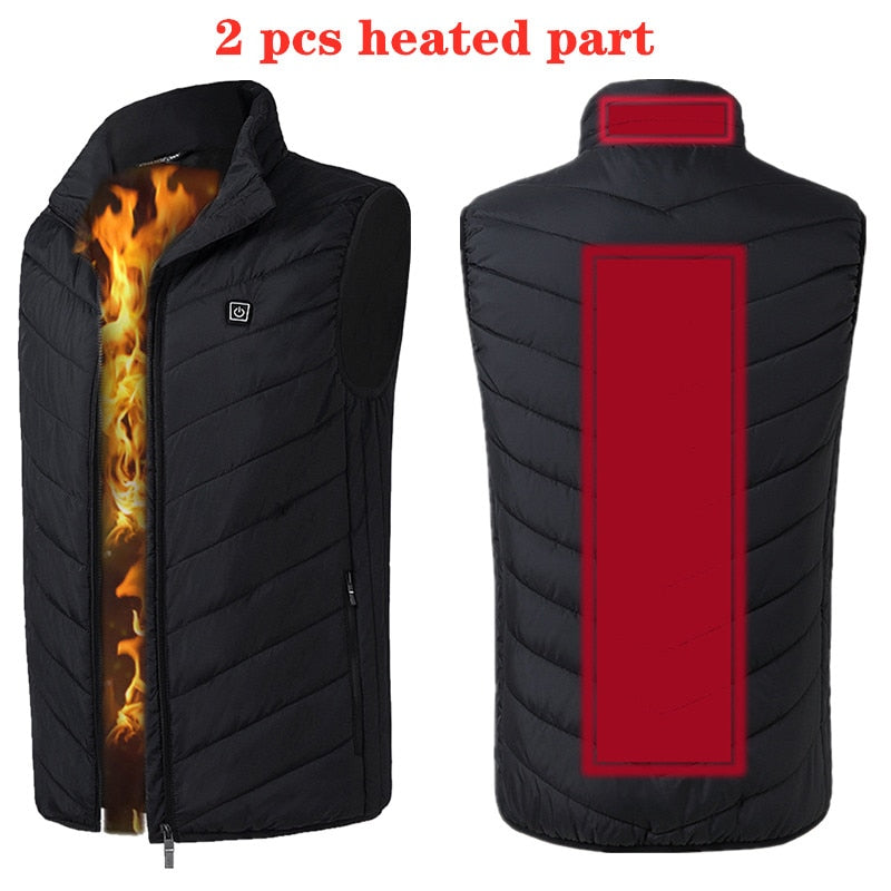USB Heated Vest for Men and Women - Thermal Winter Jacket with 17/11 Heating Points (Black, S-6XL)