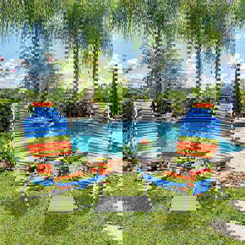 2 Pack 5-Position Outdoor Folding Backpack Beach Chair & Table Set