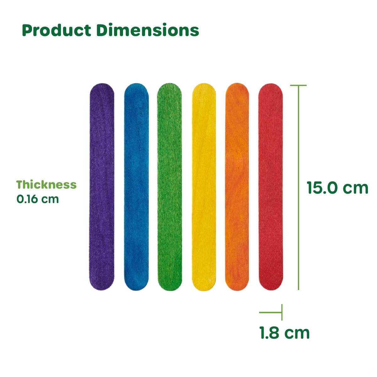 6 Inch Jumbo Colored Popsicle Sticks for Crafts and Educational Activities