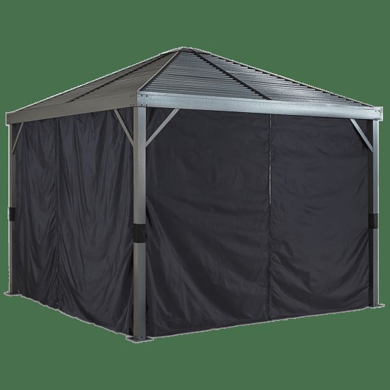 Sojag Sanibel Gazebo Curtains, 8 ft. x 8 ft., Black - Privacy & Shade Solution