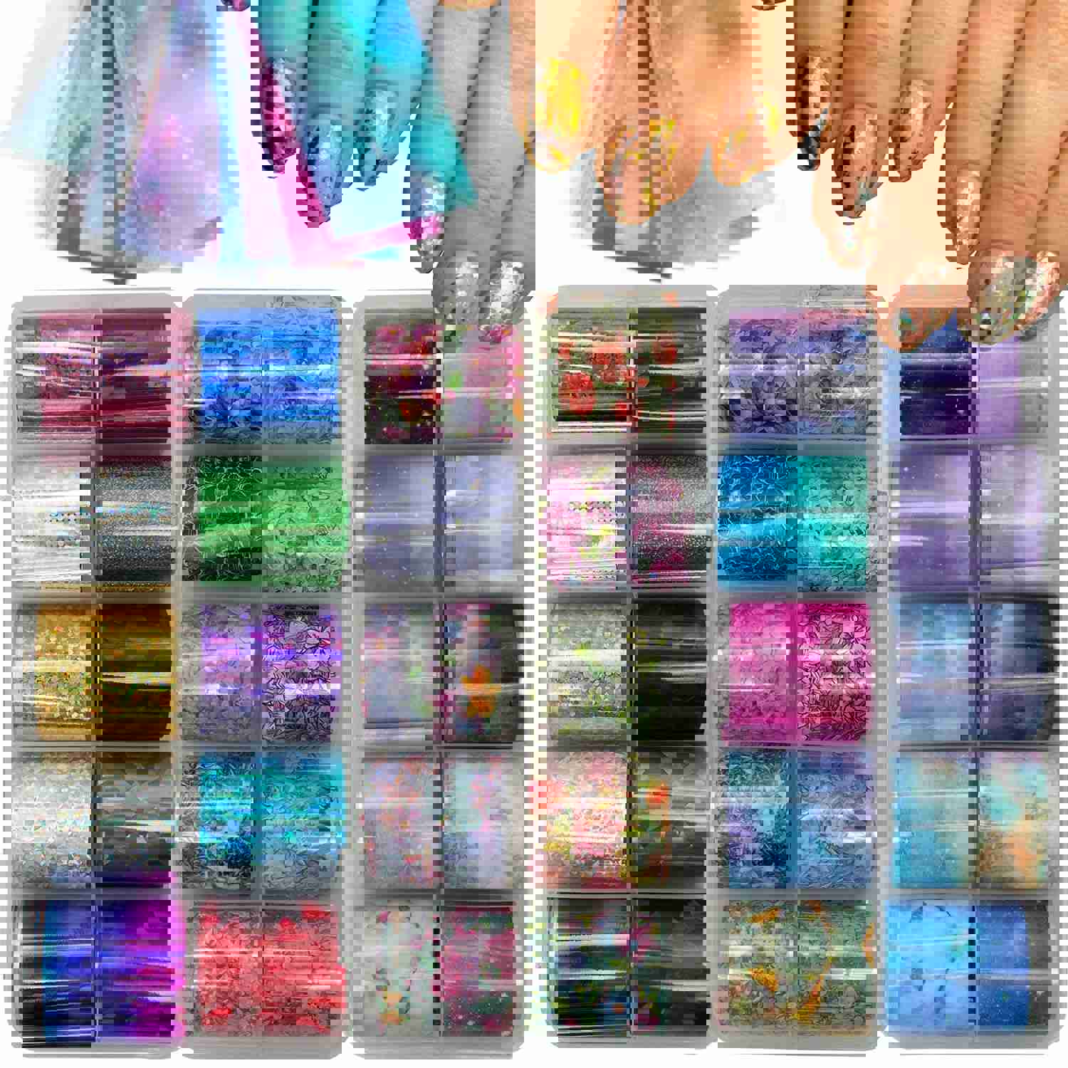 LoveOurHome 30 Sheet Nail Art Foil Transfer Stickers - Floral & Holographic Design for DIY Manicure