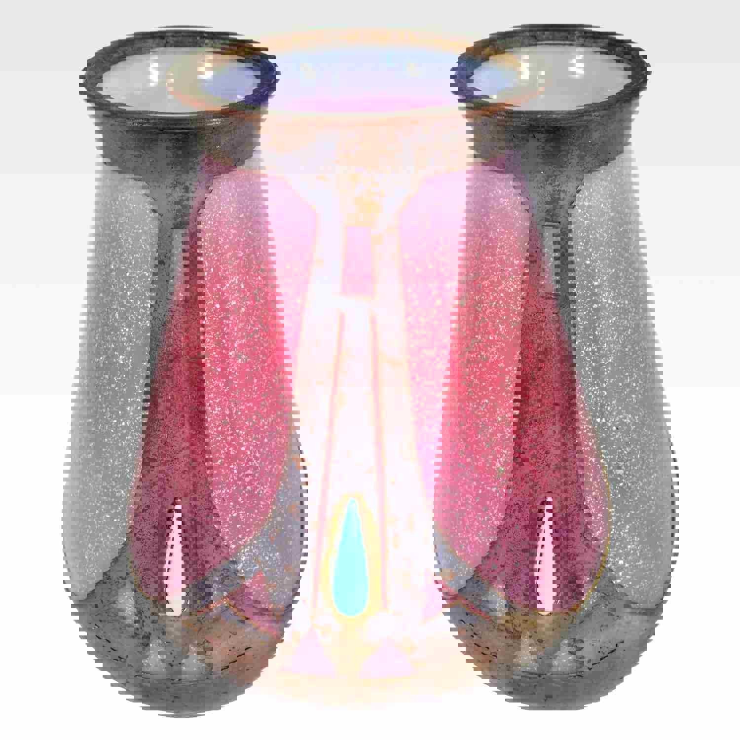 Antique Arts & Crafts Glass Vase with Metal Mounts by Frederic Carder, Circa 1905