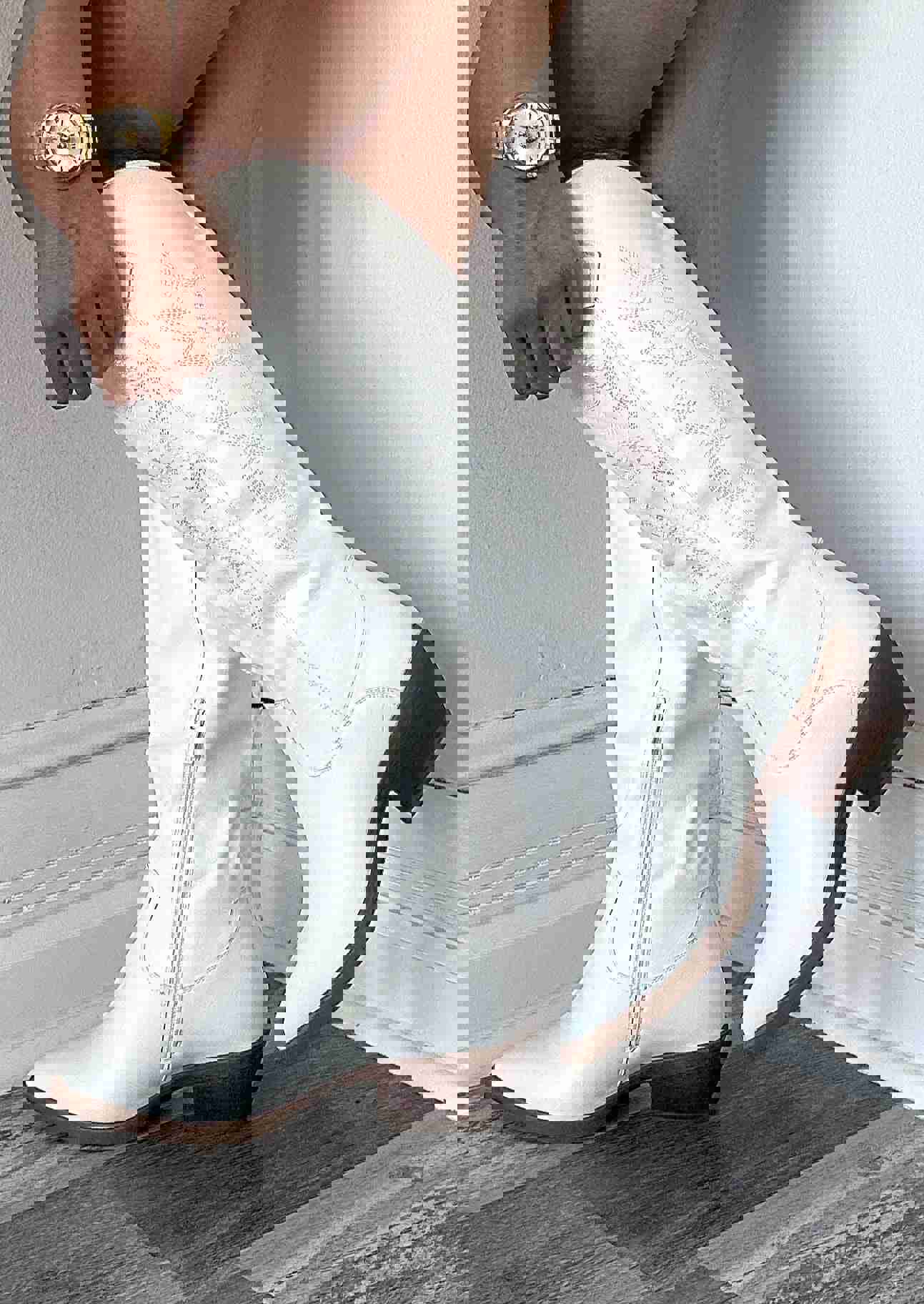 Going Down Cowgirl Boots White