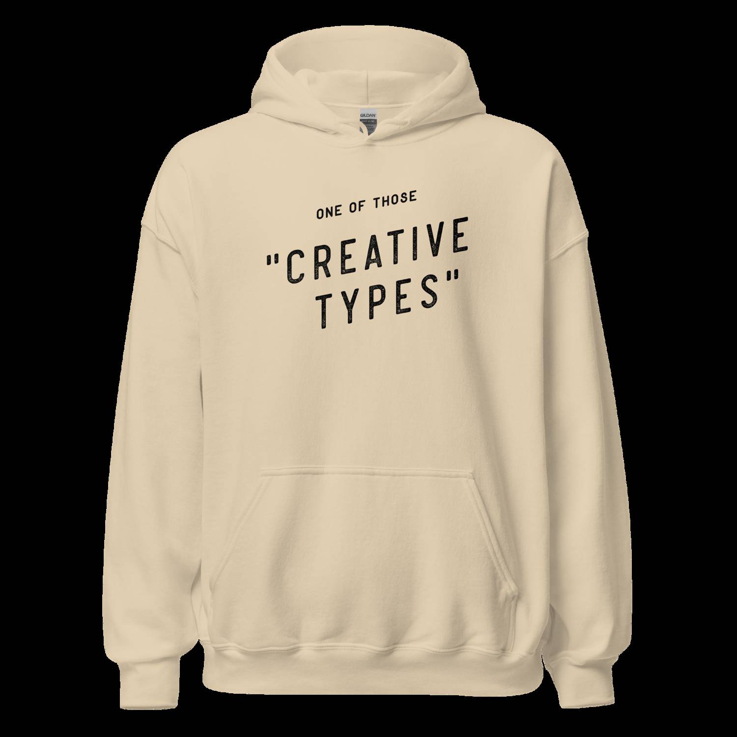 Creative Types Gildan Hoodie - Sand Color with Black Print