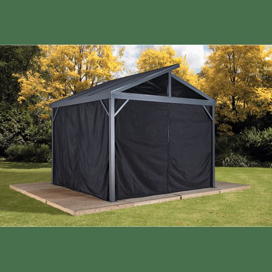 Sojag Sanibel Gazebo Curtains, 8 ft. x 8 ft., Black - Privacy & Shade Solution